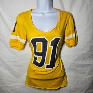 Vintage y2k sporty lounge jersey type yellow tee
